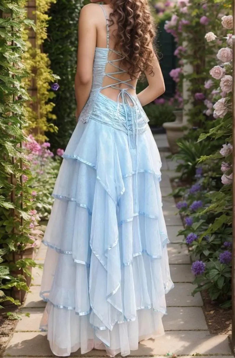 Vintage 90S Ice Blue Princess Dress