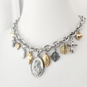 Vintage Catholic Medals Necklace