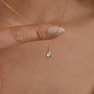 14K Gold Teardrop Diamond Necklace