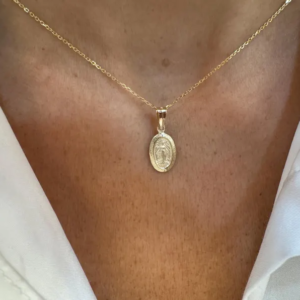 14k Gold Miraculous Medal Medallion Charm