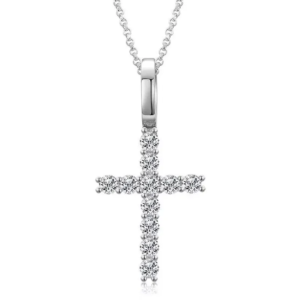 Sterling Silver Moissanite Cross Necklace