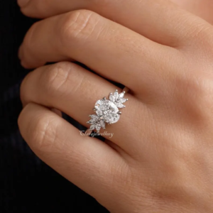 Moissanite Engagement Ring, Vintage Oval Diamond Wedding Ring,