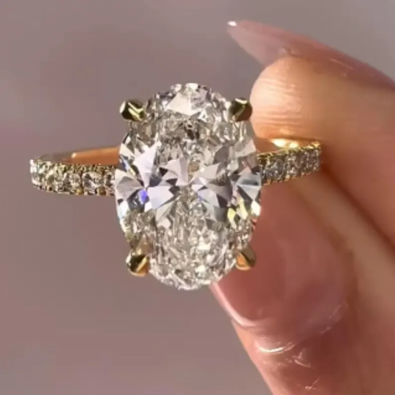 Oval Cut Moissanite Solitaire Engagement Ring