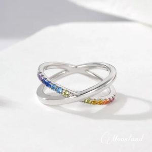 Rainbow Sapphire Wedding Ring White Gold