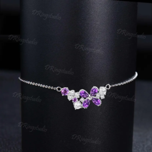 14k White Gold Natural Amethyst Bracelet
