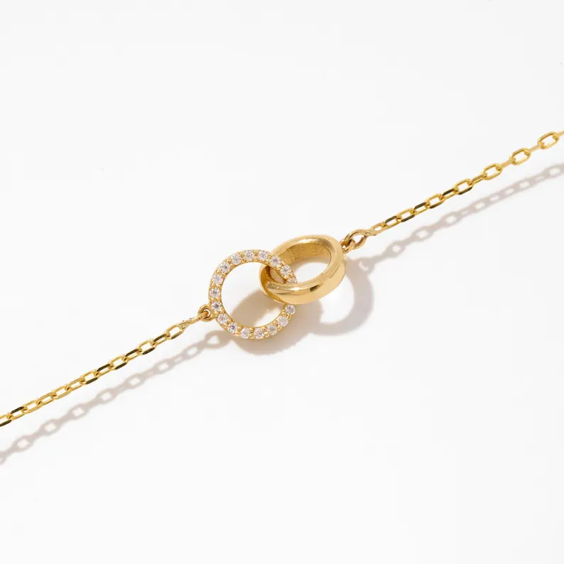 Diamond Interlocking Circle in 14k Solid Gold
