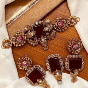 Vintage Kundan Necklace Choker Bridal Wedding Jewelry Set