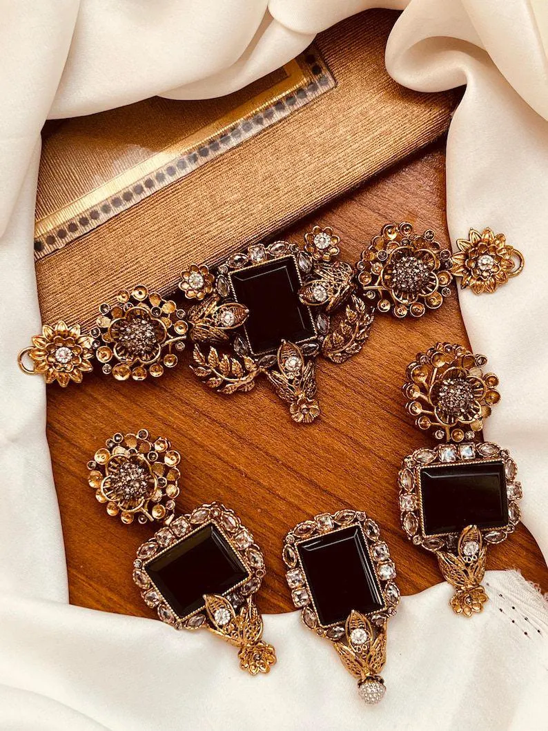 Vintage Kundan Necklace Choker Bridal Wedding Jewelry Set