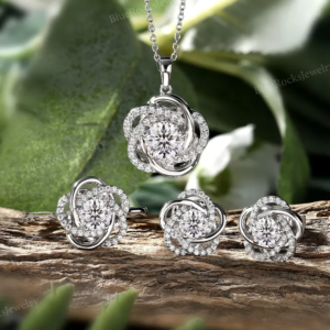 Unique Infinity Knot Moissanite Jewelry Set,