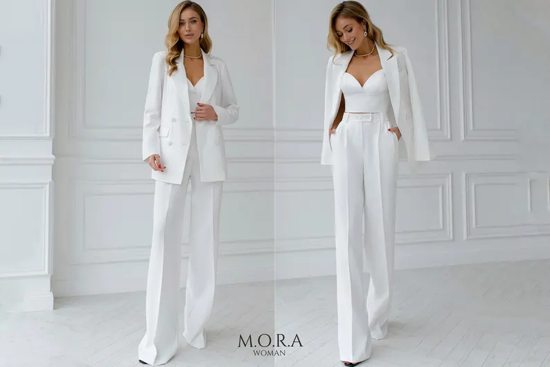White Women Wedding Suit