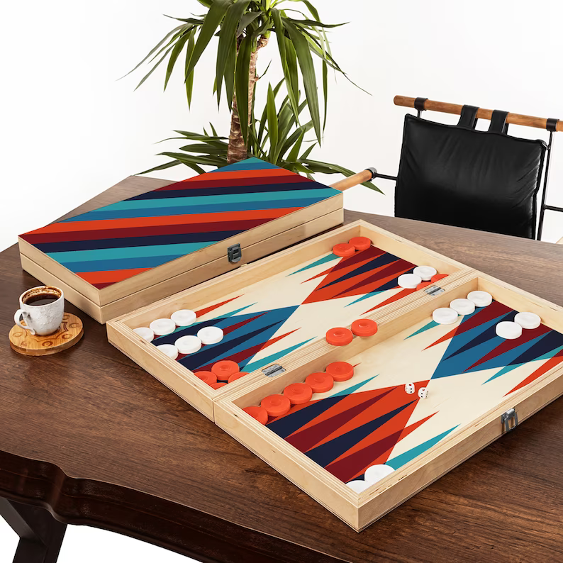 Personalized Wood Backgammon Set Luxury Christmas Gift, Custom Wood Board Game as Housewarming Gift. Handmade Board Game. Custom Table Game.