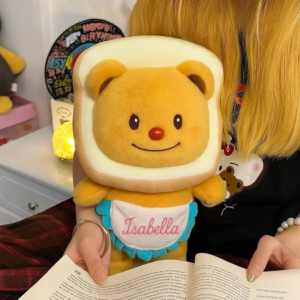 Personalized Toast Bear Plush-Custom Name Stuffed Animal for Kids,Kawaii Gift for Girls,Cute Soft Toy for Birthday or Room Decor