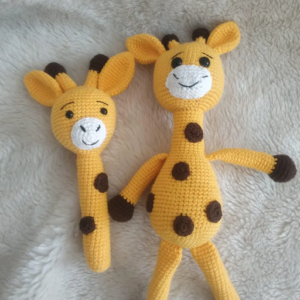 Amigurumi Giraffe and Rattle, Newborn gift
