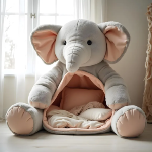 Cute Stuffed Elephant Kids Tent - Plush Elephant Shaped Snuggle Cave For Children