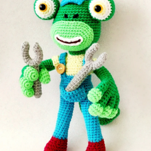 Gecko's Garage Inspired Crochet Plush / Amigurumi / Mechanic / Tiny Version/Toddler Boy Birthday/Gecko's Garage Cartoon Toy